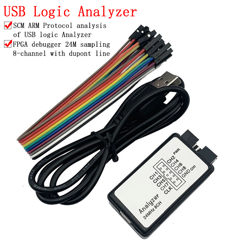 Logic Analyzer Usb - เครื่องวิเคราะห์สัญญาณลอจิกแบบ USB 24MHz 8ช่อง24M/วินาทีอุปกรณ์ดีบั๊กเกอร์ตัววิเคราะห์สัญญาณลอจิก FPGA ที่8CH