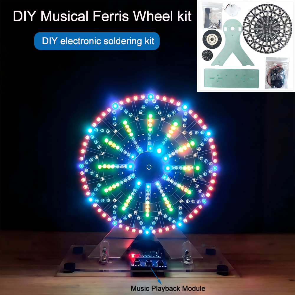 Diy Electronics Project Kit - ชุดอุปกรณ์อิเล็กทรอนิกส์ DIY ชุดวงล้อดนตรี LED พร้อมไฟ LED